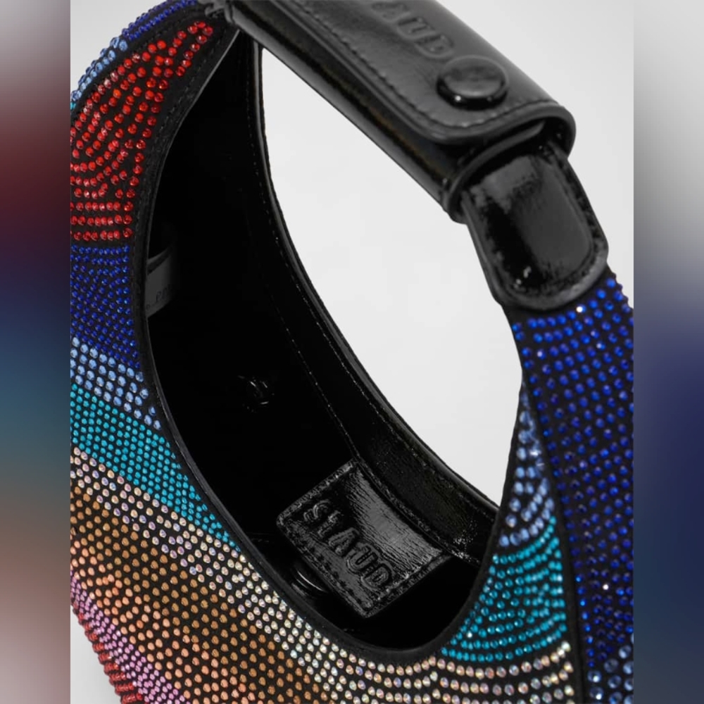 STAUD Multicolor Crystal-Embellished Crescent Crossbody Bag - Picture 3 of 15